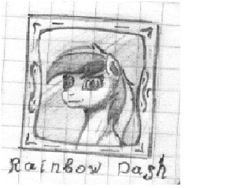 Size: 512x384 | Tagged: safe, artist:rannek, imported from derpibooru, rainbow dash, bust, grayscale, lowres, monochrome, portrait, solo