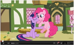 Size: 648x395 | Tagged: safe, imported from derpibooru, screencap, pinkie pie, twilight sparkle, out of context, youtube