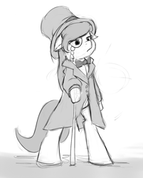 Size: 500x621 | Tagged: safe, artist:jalm, imported from derpibooru, octavia melody, pony, bipedal, cane, classy, clothes, female, hat, solo, top hat