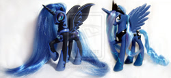 Size: 900x414 | Tagged: safe, artist:deekary, imported from derpibooru, nightmare moon, princess luna, pony, brushable, custom, customized toy, irl, photo, raised hoof, spread wings, toy, watermark