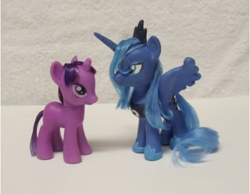 Size: 502x389 | Tagged: safe, artist:modern-warmare, imported from derpibooru, princess luna, twilight sparkle, pony, brushable, custom, customized toy, irl, photo, toy