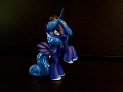 Size: 600x450 | Tagged: safe, artist:ellisarts, imported from derpibooru, princess luna, pony, custom, customized toy, irl, photo, rearing, solo, toy