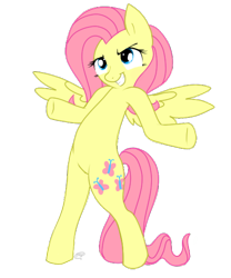 Size: 500x600 | Tagged: safe, artist:mc10215, imported from derpibooru, fluttershy, pony, bipedal, come at me bro, female, solo