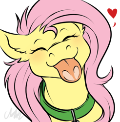 Size: 514x523 | Tagged: safe, artist:cartoonlion, imported from derpibooru, fluttershy, oc, oc:futashy, pegasus, pony, ask futashy, futaverse, ask, blushing, collar, eyes closed, futa fluttershy, happy, heart, implied futa, licking, smiling, solo, tongue out