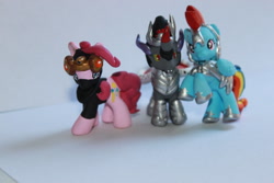 Size: 900x600 | Tagged: safe, artist:emmyzbunny, imported from derpibooru, king sombra, pinkie pie, rainbow dash, pony, custom, customized toy, irl, photo, toy