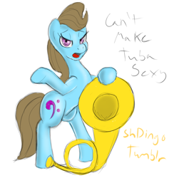 Size: 960x984 | Tagged: safe, artist:shdingo, imported from derpibooru, beauty brass, pony, 30 minute art challenge, female, musical instrument, simple background, solo, tuba, white background