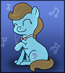 Size: 1267x1417 | Tagged: safe, artist:natalistudios, imported from derpibooru, beauty brass, 30 minute art challenge, eyes closed, happy, headphones, music notes, smiling