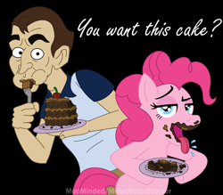 Size: 801x701 | Tagged: safe, artist:moominded, imported from derpibooru, pinkie pie, do you want this cake, harry partridge, nicolas cage, nicolas cage wants cake