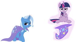 Size: 1920x1080 | Tagged: safe, artist:flutterflyraptor, imported from derpibooru, trixie, twilight sparkle, simple background, transparent background, vector