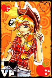 Size: 355x530 | Tagged: safe, artist:lunell, imported from derpibooru, applejack, human, humanized