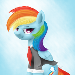 Size: 1000x1000 | Tagged: dead source, safe, artist:maplesunrise, imported from derpibooru, rainbow dash, business, businessmare, solo