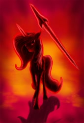 Size: 745x1089 | Tagged: safe, artist:foxofwar, imported from derpibooru, fleur-de-lis, solo, spear, weapon