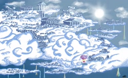 Size: 2293x1405 | Tagged: safe, artist:zicaneborgen, imported from derpibooru, balloon, cloudsdale, scenery