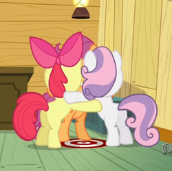 Size: 692x688 | Tagged: safe, imported from derpibooru, screencap, apple bloom, scootaloo, sweetie belle, pony, one bad apple, butt, cropped, cutie mark crusaders, female, filly, foal, huddle, plot, plotting