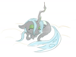 Size: 1600x1200 | Tagged: dead source, safe, artist:scrumpychumpy, imported from derpibooru, queen chrysalis, changeling, changeling queen, nymph, female, sleeping