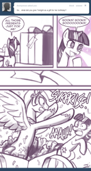 Size: 650x1218 | Tagged: safe, artist:johnjoseco, imported from derpibooru, princess celestia, twilight sparkle, alicorn, pony, ask princess molestia, princess molestia, ask, comic, female, lesbian, present, shipping, tumblr, twilestia