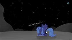 Size: 1920x1080 | Tagged: safe, artist:gratlofatic, imported from derpibooru, princess luna, pony, eyes closed, female, moon, prone, s1 luna, solo