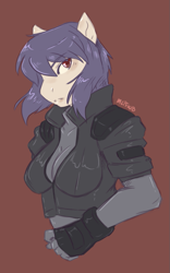 Size: 531x849 | Tagged: safe, artist:mlpfwb, imported from derpibooru, anthro, anime, ghost in the shell, motoko kusanagi, ponified