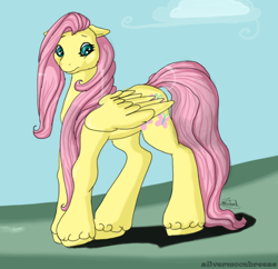 Size: 544x526 | Tagged: safe, artist:silvermoonbreeze, imported from derpibooru, fluttershy, pony, female, g2, g4, g4 to g2, generation leap, solo