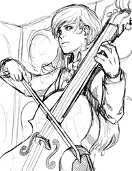 Size: 772x1000 | Tagged: safe, artist:aphexangel, imported from derpibooru, octavia melody, human, cello, female, humanized, monochrome, musical instrument, solo