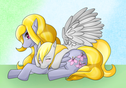 Size: 800x556 | Tagged: safe, artist:sanyamio, imported from derpibooru, derpy hooves, lily blossom, pegasus, pony, female, mare