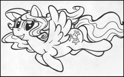 Size: 1034x647 | Tagged: safe, artist:trollie trollenberg, imported from derpibooru, lily blossom, pony, monochrome, solo