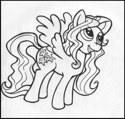 Size: 649x614 | Tagged: safe, artist:trollie trollenberg, imported from derpibooru, lily blossom, pony, monochrome, solo