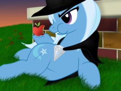 Size: 1181x895 | Tagged: safe, artist:iflysna94, imported from derpibooru, trixie, apple, eating