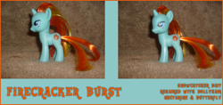 Size: 850x400 | Tagged: safe, artist:bonecake, imported from derpibooru, firecracker burst, pony, brushable, custom, customized toy, irl, photo, solo, toy