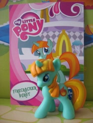 Size: 480x640 | Tagged: safe, artist:twilightberry, imported from derpibooru, firecracker burst, pony, collector card, irl, official, photo, solo, toy