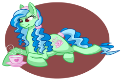 Size: 1051x703 | Tagged: safe, artist:otakugal15, imported from derpibooru, tealove, pony, solo, tea, teacup