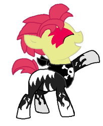 Size: 339x415 | Tagged: safe, artist:starryoak, imported from derpibooru, apple bloom, earth pony, pony, applebuck, colt, male, rule 63, scene interpretation, simple background, skull, solo, transparent background