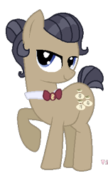 Size: 266x437 | Tagged: safe, artist:starryoak, artist:vixen-pix, imported from derpibooru, filthy rich, earth pony, pony, bowtie, female, lidded eyes, mare, naughty bits, raised hoof, rule 63, simple background, transparent background