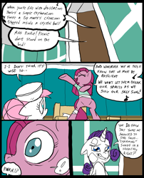 Size: 827x1025 | Tagged: safe, imported from derpibooru, nurse redheart, pinkie pie, rarity, pony, comic:mlp project, bandage, bipedal, eyes closed, gypsy bard, music notes, singing