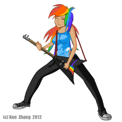 Size: 450x450 | Tagged: safe, artist:kenzomg, imported from derpibooru, rainbow dash, human, animated, converse, female, flying v, guitar, headbang, heavy metal, hilarious in hindsight, humanized, metal as fuck, musical instrument, rainbow thrash, shoes, thrash metal