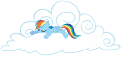 Size: 3000x1409 | Tagged: safe, artist:purplefairy456, imported from derpibooru, rainbow dash, cloud, simple background, sleeping, transparent background, vector