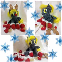 Size: 4000x4000 | Tagged: safe, artist:leelootaa, imported from derpibooru, derpy hooves, pegasus, pony, antlers, boots, christmas, female, irl, mare, photo, plushie, solo