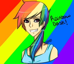 Size: 876x755 | Tagged: safe, artist:mrssoulevans, imported from derpibooru, rainbow dash, human, female, humanized, solo