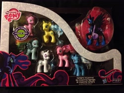 Size: 3264x2448 | Tagged: safe, imported from derpibooru, daisy, dj pon-3, flower wishes, lemony gem, nightmare moon, pinkie pie, rainbow dash, trixie, vinyl scratch, pony, brushable, irl, photo, toy