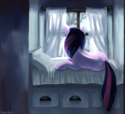 Size: 979x895 | Tagged: safe, artist:mewball, imported from derpibooru, twilight sparkle, pony, bed, female, solo