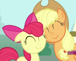 Size: 586x470 | Tagged: safe, imported from derpibooru, screencap, apple bloom, applejack, ponyville confidential, animated, female