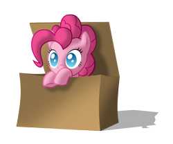 Size: 3600x3000 | Tagged: safe, artist:zantyarz, imported from derpibooru, pinkie pie, earth pony, pony, box, female, pony in a box, simple background, solo, transparent background