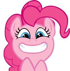 Size: 294x300 | Tagged: safe, artist:blindcavesalamander, imported from derpibooru, pinkie pie, cute, grin, happy, looking at you, rapeface, reaction image, simple background, smiling, squee, transparent background, vector