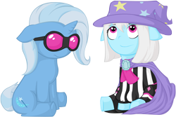 Size: 1800x1200 | Tagged: safe, artist:hewhoerasesmost, imported from derpibooru, photo finish, trixie, earth pony, pony, unicorn, duo, duo female, female, simple background, transparent background