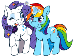 Size: 1024x788 | Tagged: safe, artist:connection-13, imported from derpibooru, rainbow dash, rarity, pony, unicorn, dashicorn, female, flower, lesbian, magic, race swap, raridash, shipping, unicorn rainbow dash