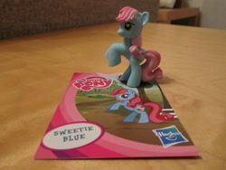 Size: 1024x768 | Tagged: safe, imported from derpibooru, cup cake, sweetie blue, pony, blind bag, collector card, irl, photo, toy