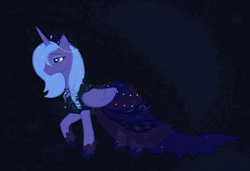 Size: 1140x781 | Tagged: safe, artist:paintedyoko, imported from derpibooru, princess luna, pony, clothes, dress, female, s1 luna, solo