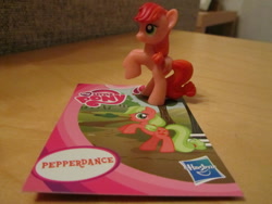 Size: 1024x768 | Tagged: safe, imported from derpibooru, pepperdance, pony, blind bag, collector card, irl, photo, toy