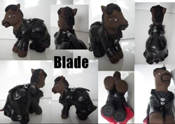 Size: 840x596 | Tagged: safe, artist:berrymouse, imported from derpibooru, pony, blade, blade (marvel comics), blade (marvel), custom, customized toy, daywalker, irl, photo, ponified, toy