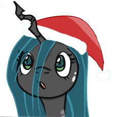 Size: 879x810 | Tagged: safe, artist:beezii11, imported from derpibooru, queen chrysalis, christmas, female, hat, santa hat, simple background, solo, transparent background